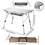 Folding Lightweight Camping Table Roll-up Top Adjustable Height