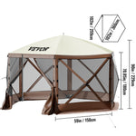 VEVOR Pop-up Camping Gazebo Shelter 6 Sided; Sun Shade Tents