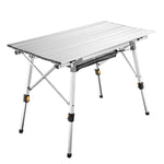 Folding Lightweight Camping Table Roll-up Top Adjustable Height