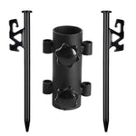 Portable Tent Tarp Rod Holder Kits Steel Outdoor Camping Canopy Pole Fixed Stand with 2pcs Ground Nails